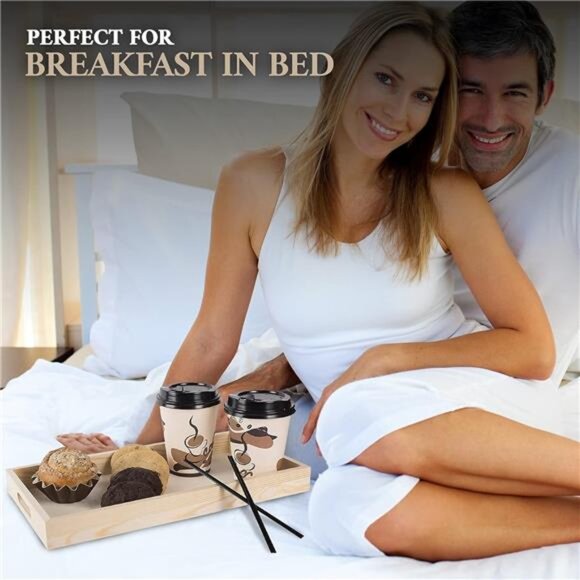 Wood Serving Tray Set 5 Piece Nested Breakfast Trays Kitchen Party Bathroom Use - Picture 5 of 7